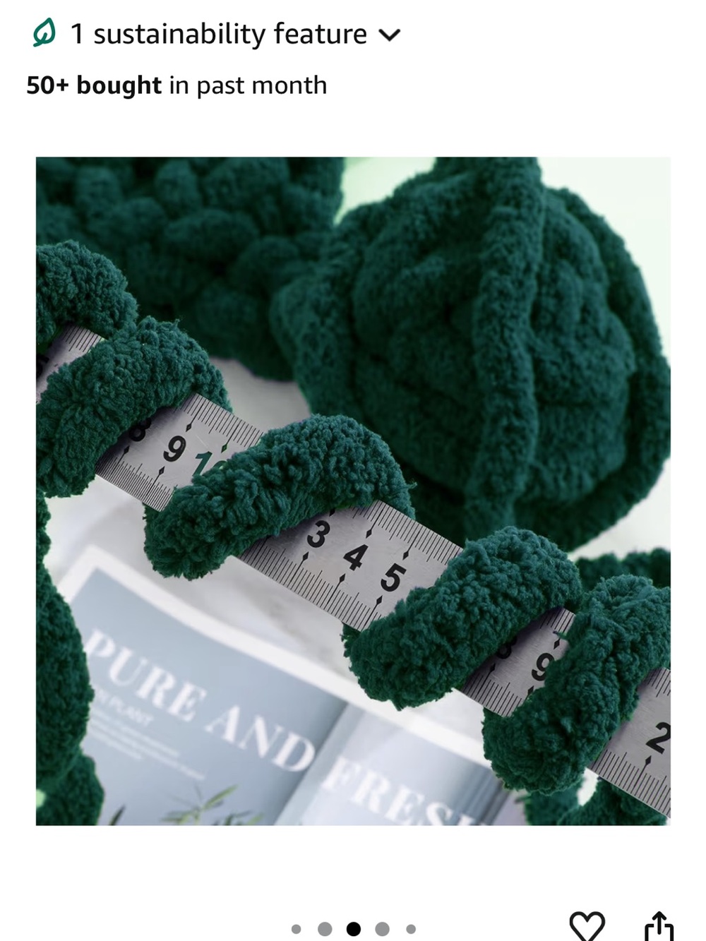11 Skeins Chunky Green Chenille Yarn - Plush Texture - Picture 6 of 6